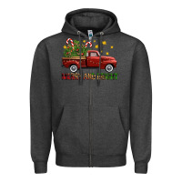 Charcoal Heather Merry And Bright Christmas Trees Truck Zipper Hoodie - FaDigitalArtStudio