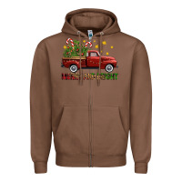 Merry And Bright Christmas Trees Truck Zipper Hoodie | Teevron