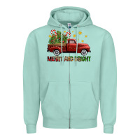 Seafoam Merry And Bright Christmas Trees Truck Zipper Hoodie - FaDigitalArtStudio
