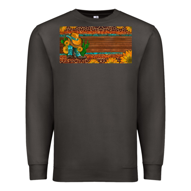 Custom Cowboy Boots Sunflowers And Cactus License Plate Premium Sweatshirt by Artiststas | Teevron