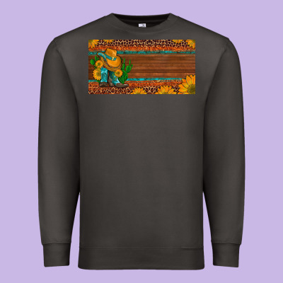 Custom Cowboy Boots Sunflowers And Cactus License Plate Premium Sweatshirt Designed By Artiststas