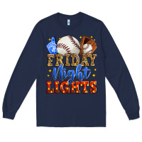 Navy friday night lights baseball Long Sleeve Tee - Zillion Design Studio