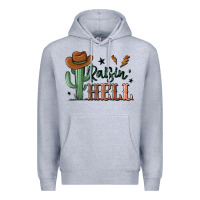 Heather Grey raisin hell cowboy cactus Premium Hoodie - MaliasSmallBusiness