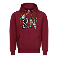 Burgundy rn nurse Zipper Hoodie - CowhideDigitalArt