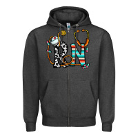 Charcoal Heather rn nurse Zipper Hoodie - CowhideDigitalArt