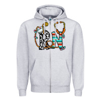 Heather Grey rn nurse Zipper Hoodie - CowhideDigitalArt