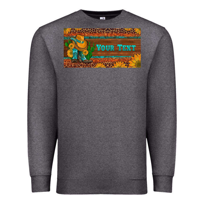 Preview Custom Cowboy Boots Sunflowers And Cactus License Plate Premium Sweatshirt by Artiststas | Teevron