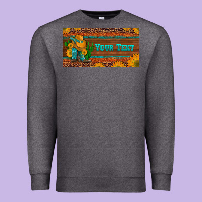 Preview Custom Cowboy Boots Sunflowers And Cactus License Plate Premium Sweatshirt Designed By Artiststas