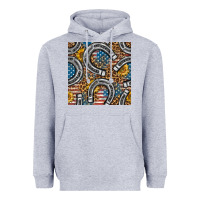 Heather Grey American Flag Horseshoe Deamless Pattern Heavyweight Hoodie - BundleAndBundleShop
