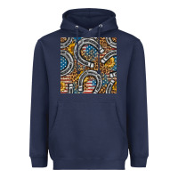 Navy American Flag Horseshoe Deamless Pattern Heavyweight Hoodie - BundleAndBundleShop