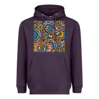 Plum American Flag Horseshoe Deamless Pattern Heavyweight Hoodie - BundleAndBundleShop