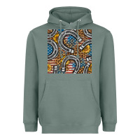 Sage American Flag Horseshoe Deamless Pattern Heavyweight Hoodie - BundleAndBundleShop