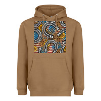 Toasted Coconut American Flag Horseshoe Deamless Pattern Heavyweight Hoodie - BundleAndBundleShop