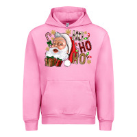 Fuchsia Pink Santa Ho Ho Ho With Gift Box Urban Hoodie - BundleAndBundleShop