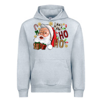 Heather Grey Santa Ho Ho Ho With Gift Box Urban Hoodie - BundleAndBundleShop
