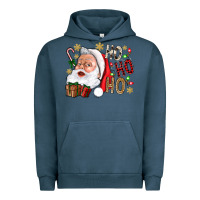 Pigment Midnight Navy Santa Ho Ho Ho With Gift Box Urban Hoodie - BundleAndBundleShop