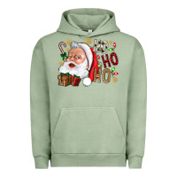 Pigment Oil Green Santa Ho Ho Ho With Gift Box Urban Hoodie - BundleAndBundleShop