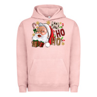 Pigment Salmon Santa Ho Ho Ho With Gift Box Urban Hoodie - BundleAndBundleShop