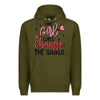 Army Green this girl will change the world Premium Hoodie - MaliasSmallBusiness