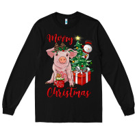 Black merry christmas pig Long Sleeve Tee - RanaPortraitStore