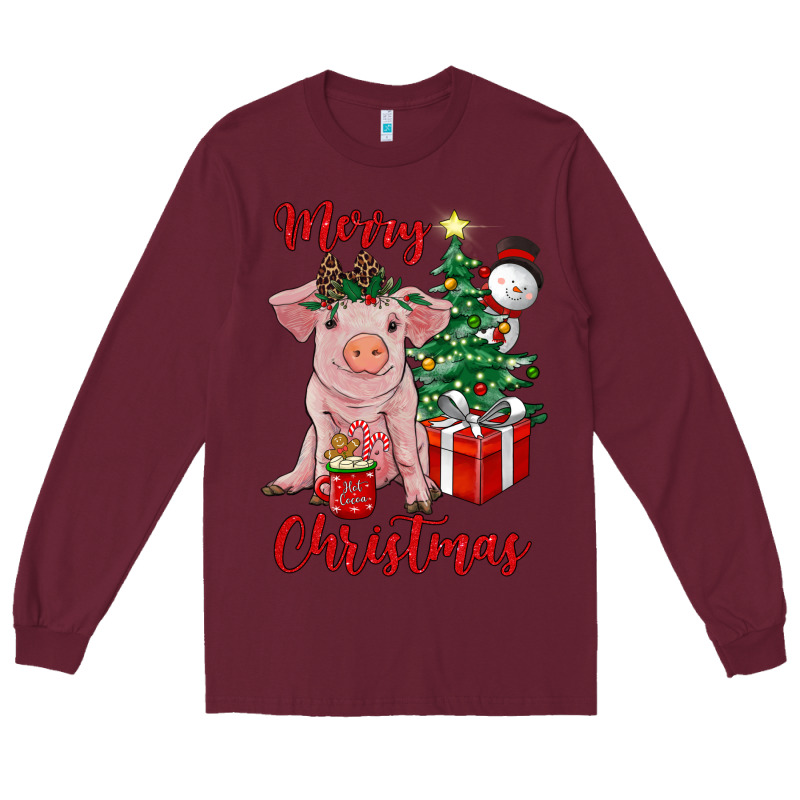 Merry Christmas Pig Long Sleeve Tee by RanaPortraitStore | Teevron