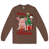 Chestnut merry christmas pig Long Sleeve Tee - RanaPortraitStore