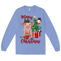 Colony Blue merry christmas pig Long Sleeve Tee - RanaPortraitStore