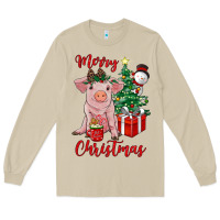 Mushroom merry christmas pig Long Sleeve Tee - RanaPortraitStore