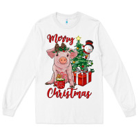White merry christmas pig Long Sleeve Tee - RanaPortraitStore