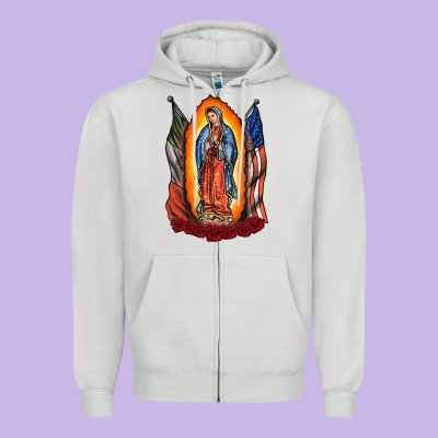 Our Lady Zipper Hoodie Designed By Racoondesign