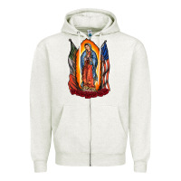 Oatmeal Heather our lady Zipper Hoodie - RacoonDesign