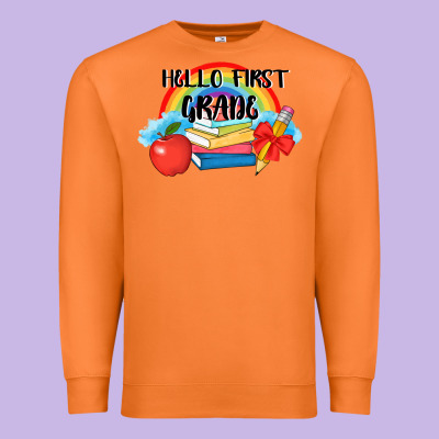 Back To School Hello First Grade 3200x2400 Premium Sweatshirt Designed By Adodesignshop