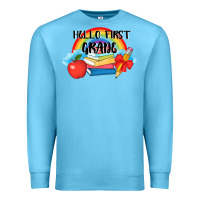 Ocean Blue back to school hello first grade 3200x2400 Premium Sweatshirt - AdoDesignShop