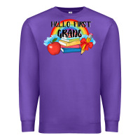 Purple back to school hello first grade 3200x2400 Premium Sweatshirt - AdoDesignShop