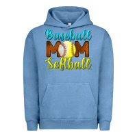 Pigment Pebble Blue Baseball Mom Softball Urban Hoodie - BundleAndBundleShop