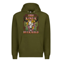 Army Green she kinda buck wild with bull skull Premium Hoodie - NancyCooperArtShop