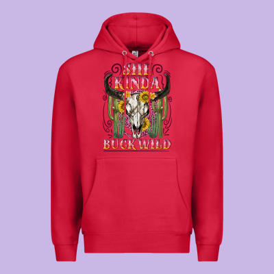 She Kinda Buck Wild With Bull Skull Premium Hoodie Designed By Nancycooperartshop