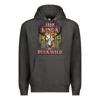 Charcoal Heather she kinda buck wild with bull skull Premium Hoodie - NancyCooperArtShop