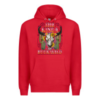 Red she kinda buck wild with bull skull Premium Hoodie - NancyCooperArtShop