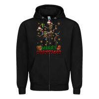 Black merry christmas deer skeleton Zipper Hoodie - FaDigitalArtStudio