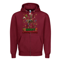Burgundy merry christmas deer skeleton Zipper Hoodie - FaDigitalArtStudio