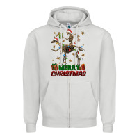 Dove Grey merry christmas deer skeleton Zipper Hoodie - FaDigitalArtStudio
