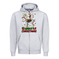 Heather Grey merry christmas deer skeleton Zipper Hoodie - FaDigitalArtStudio