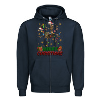 Navy merry christmas deer skeleton Zipper Hoodie - FaDigitalArtStudio