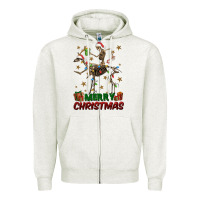 Oatmeal Heather merry christmas deer skeleton Zipper Hoodie - FaDigitalArtStudio
