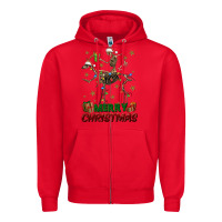 Red merry christmas deer skeleton Zipper Hoodie - FaDigitalArtStudio