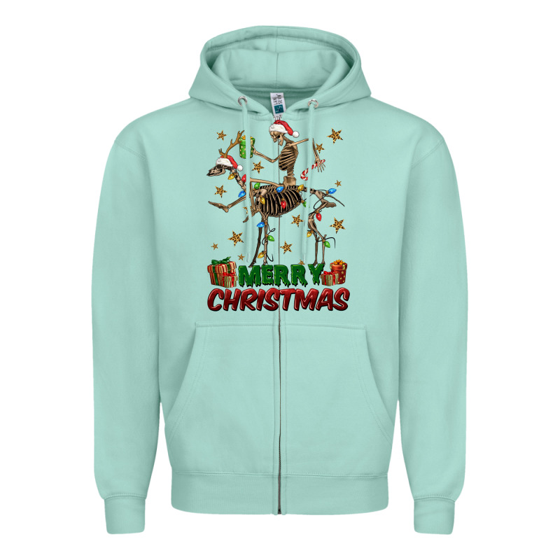 Merry Christmas Deer Skeleton Zipper Hoodie by FaDigitalArtStudio | Teevron