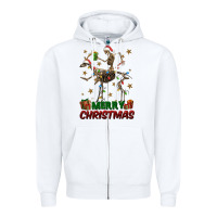 White merry christmas deer skeleton Zipper Hoodie - FaDigitalArtStudio