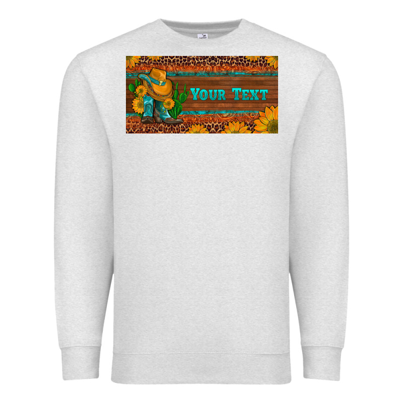 (preview)custom Cowboy Boots Sunflowers And Cactus License Plate Premium Sweatshirt by Artiststas | Teevron