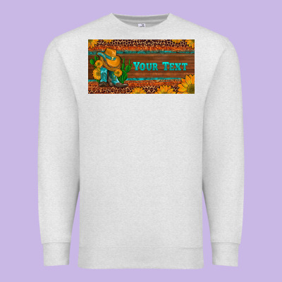 (preview)custom Cowboy Boots Sunflowers And Cactus License Plate Premium Sweatshirt Designed By Artiststas